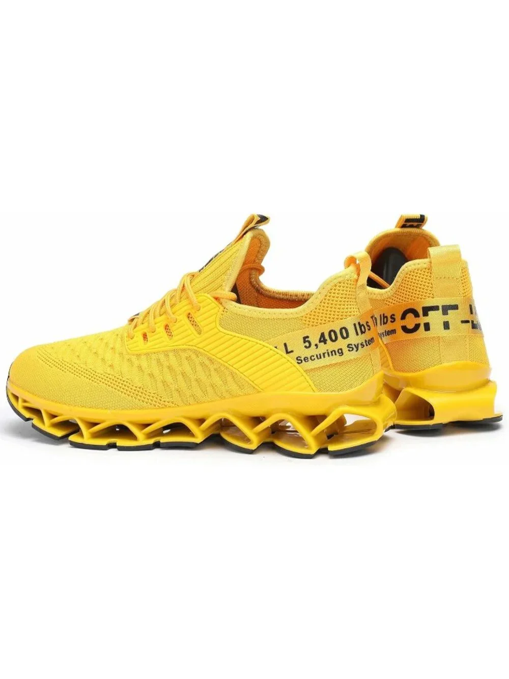 Women's Yellow Breathable Mesh Running Blade Non Slip Casual Basketball Shoes